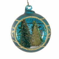 Holiday Ornament Jewel-Tide Bottle Brush Tree Ball Diorama Glittered Lc0663 Blue