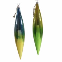 Holiday Ornament 10 Drop / Spindle Set / 2 Large Vintage Retro Go2788b Lemon