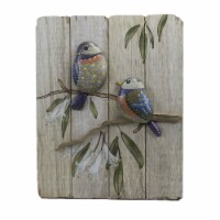 Home Decor Painted Pebble Bird Plaques Wood Raised Er65116 Tall