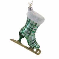 Holiday Ornament Plaid Ice Skate Glas Skating Olympics Blade Go1558 Green