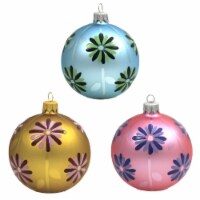 Santa Land Tommy's Mid Century Garden S/3 Ornament Ball Flower Mcm Floral 20M1020