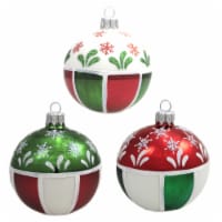 Santa Land Colors Of Christmas S/3 Glass Ornament Snowflake Ball 20M1120