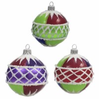 Santa Land Snowcaps S/3 Glass Ornament Ball Diamond 20M1110
