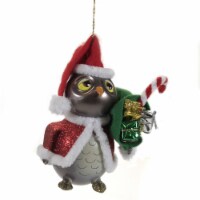 De Carlini Santa Owl Glass Ornament Italian Bird Christmas A2091 Grey