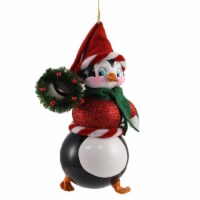 De Carlini Penguin In Santa Hat & Vest Ornament Italian Christmas Bird A2162 Red
