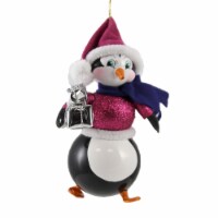 De Carlini Penguin In Santa Hat & Vest Ornament Italian Bird Christmas A2162 Pink