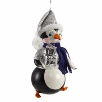 De Carlini Penguin In Santa Hat & Vest Ornament Italian Christmas Bird A2162 Silver