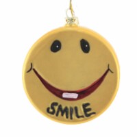 Holiday Ornament Mood Glass Happy Face Smile Darn Go4289