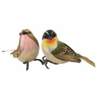 Home Decor Feather Birds Brown Green Styrofoam Chirp Song 55157-55158