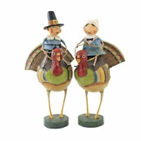 Lori Mitchell Tom & Goody On Gobblers Polyresin Pilgrims Thanksgiving 92295