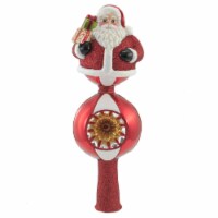Blu Bom Candy Striped Roly Poly Santa Glass Tree Topper Finial Peppermint 2021168