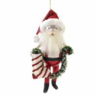 De Carlini Santa With Red / White Stocking Ornament Christmas Italian Bn475