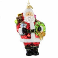 Huras Santa With Wreath Glass Ornament Bag Gifts Christmas S377