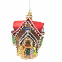Huras Gingerbread House W/ Icing Roof Glass Ornament Gumdrop Candy Cane S678