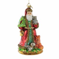 Huras Woodland Santa Glass Ornament Animal St Francis Owl S656