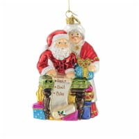 Huras Santa & Mrs Claus At Work Glass Ornament List Christmas Ss452