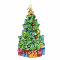 Huras Swirling Christmas Tree Glass Ornament Holiday Gifts Presents S858