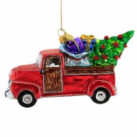 Huras Red Truck With Christmas Tree Glass Ornament Pick Up Country S784