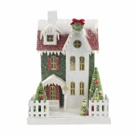 Christmas Traditional Tall House Paper Board Putz Retro Vintage Lc0690 Red Roof