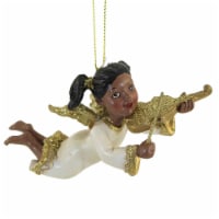 Holiday Ornament Ivory & Gold Angels Polyresin Musical Rejoice E0207 Violin