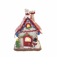 Christmas Gingerbread House With Led Clay Table Top Lighted Gbj0021 Red