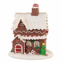 Christmas Gingerbread LED Cookie House Clay Battery W/Timer D2864 Brown