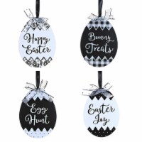 Holiday Ornament Black White Easter Egg Cutout Bunny Treats Joy Hunt 20409B