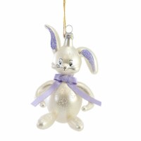 De Carlini Lop-Ear Bunny Glass Ornament Easter Spring Rabbit A5462 Purple