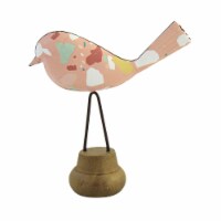 Home Decor Terrazzo Bird On Stand Metal Mother's Day Cb176063 Pink