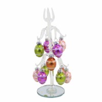 Easter Easter Tree W/Ornaments Set Glass Glitter Accents Ea16280 Dots/Stripes