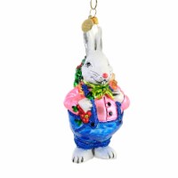 Morawski Traveling Easter Bunny Glass Ornament Spring Buck Tooth 21401
