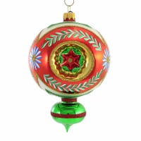 Sbk Gifts Holiday Orange Floral Triple Reflector Ornament Teardrop Christmas Sbk221010