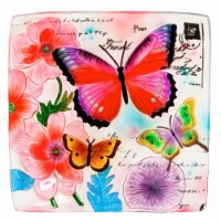 Home & Garden Butterfly Print Bird Bath Stand Glass Metal Stand Included 2Gb851