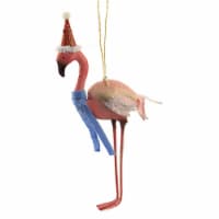 Holiday Ornament Party Flamingo Resin Santa Hat Christmas Beach Pa864 Blue
