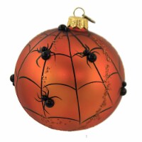 Blu Bom Pumpkin With Spiders Glass Halloween Ball Ornament Webs 2020231 Orange