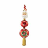 Blu Bom Santa Stars And Poinsettia Glass Two Ball Christmas Tree Topper 2021169