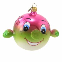 Blu Bom Pinky Smiling Fish Glass Christmas Ornament Swim 19032.