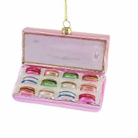 Holiday Ornament Pink Box Of Macarons Glass Ornament Cookie Sweets Go8438p