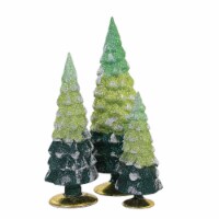 Christmas Green Glitter Gradient Trees Glass Set/3 Decorative Holiday Cd1607g