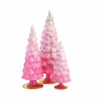 Christmas Pink Glitter Gradient Trees Glass Set/3 Decorative Holiday Cd1607p