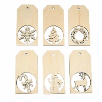 Christmas Gift Tags Rectangle Wood Ornament Laser Cut Personalize Gt01