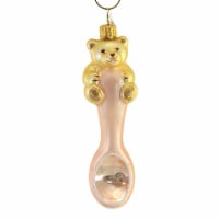 Christina's World Baby First Spoon With Teddy Newborn Christmas Ornament Bab915 Pink