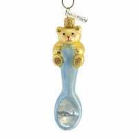 Christina's World Baby First Spoon With Teddy Newborn Christmas Ornament Bab915 Blue
