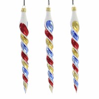 Sbk Gifts Holiday 3 Red, Blue, Gold Twist Icicles Ornaments Patriotic 3 Pc Set Sbk221049