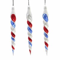 Sbk Gifts Holiday Red, Blue, Silver Twist Icicles Ornaments Patriotic 3 Pc Set Sbk221052