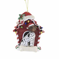 Holiday Ornament Dog In Dog House Polyresin Christmas Bone E0618 Ger Sh Pointer