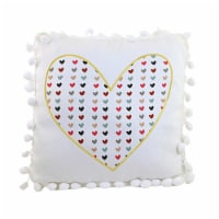 Valentine's Day Heart Pillow With Pom Poms Love Home Decor Cb177057 Heart