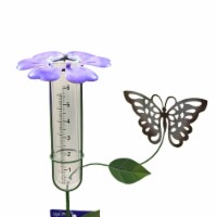 Home & Garden Flower Top Rain Guage Metal Yard Decor Stake Ge410 Purple