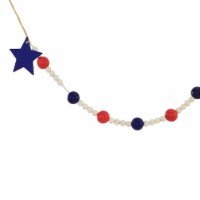 Patriotic Red White Blue Bead Garland Wood Usa Americana A5322 Star