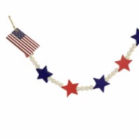 Patriotic Red White Blue Bead Garland Wood Usa Americana A5322 Flag